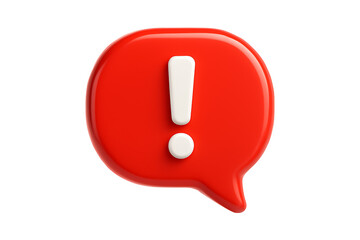 Alert Notification Icon 3D Red Design Isolated on a Transparent Background