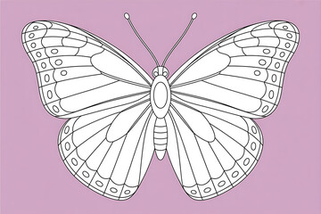 Detailed line drawing of a butterfly.
