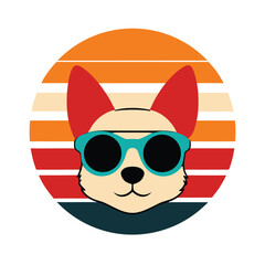 Dog in Big Round Sunglasses on Sunset