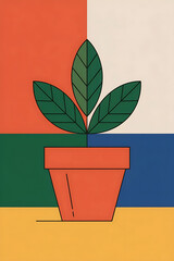 Simple plant in terracotta pot, vibrant colors.
