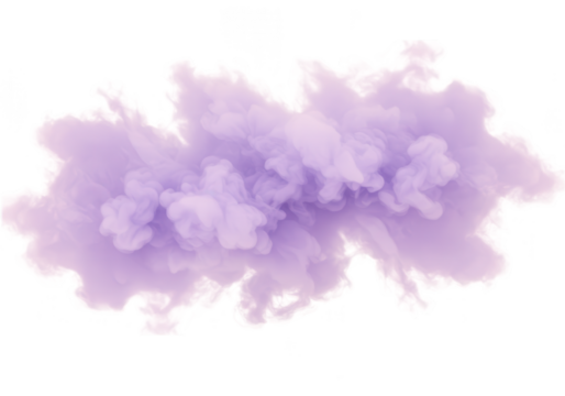 A fluffy cloud of purple ink floats gently, isolated on transparent background