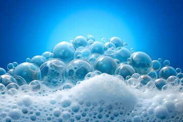 Soap foam texture with bubbles isolated on white background