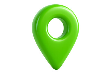 Bright Green Location Marker in 3D Style Isolated on a Transparent Background