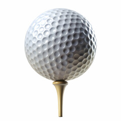 Golf ball on tee isolated on white background with clipping path