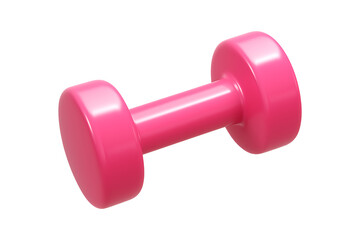 Pink 3D Dumbbell Icon for Fitness Isolated on a Transparent Background