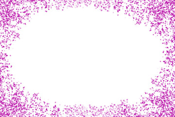 Pink glitter dust particle frame. Sparkling pink powder border on a transparent background. Shiny bokeh dust effect. Elegant decorative element for festive and luxur, pink floral frame for your design