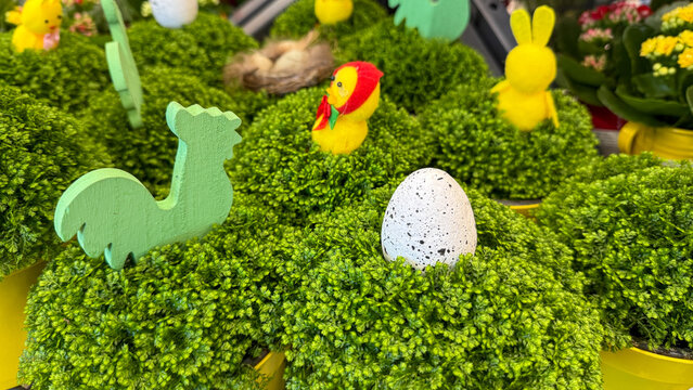 Speckled egg nestled in verdant moss, whimsical Easter tableau, embodying Ostaras revival and whimsical springtime renewal