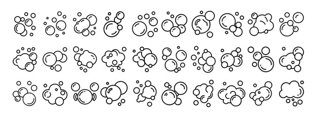 Bubble, foam, soap, cleanliness minimal thin line web icon set. Outline icons collection. Simple vector illustration.