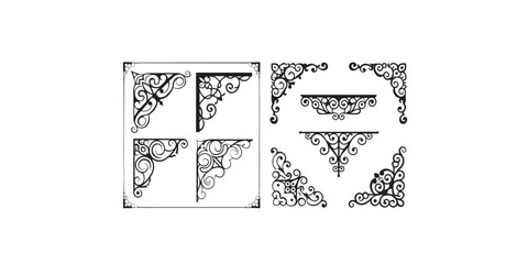 Print  Vintage wrought iron corner ornaments and design elements, vector series. Wedding invitation filigrees.