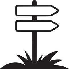 Direction sign vector graphic illustration for travel guide and outdoor adventure information design 100 on transparent background