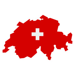 Map of Switzerland with flag isolated on transparent background