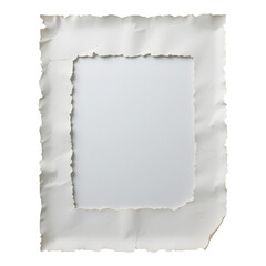 Irregular torn paper frame with transparent center and white border



