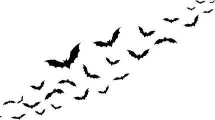 Silhouette of Bats in Flight Vector EPS Illustration for Halloween, Gothic, and Night Designs