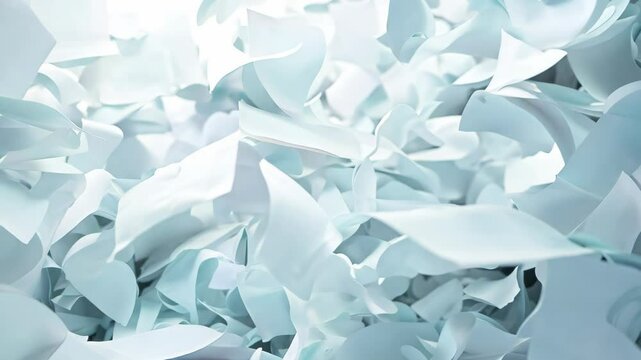 Abstract Chaos of Shredded White Papers Falling in Motion