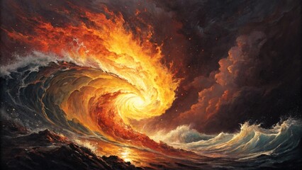 Abstract Eruption: A Vortex of Fire and Shadow