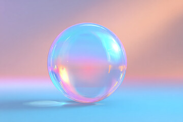 iridescent rainbow crystal sphere against basic background