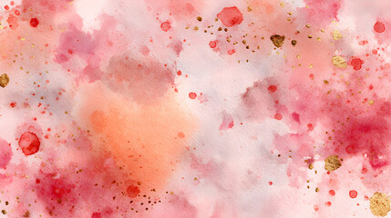 Obraz premium Abstract Pink Watercolor Background with Golden Glitter Flecks