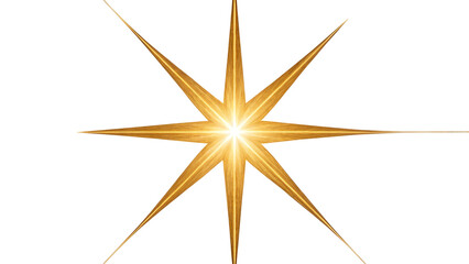 Golden Eight-Point Star Burst Vector on Transparent Background