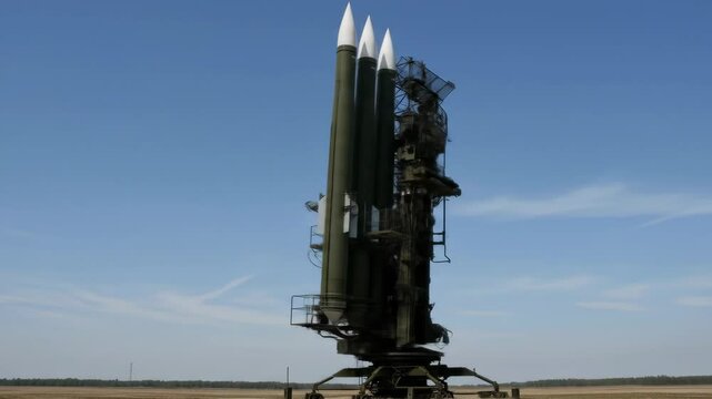 Military Missile Defense System in Open Field.