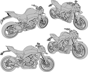 vector sketch illustration of sport motorcycle design with big cc for racing 