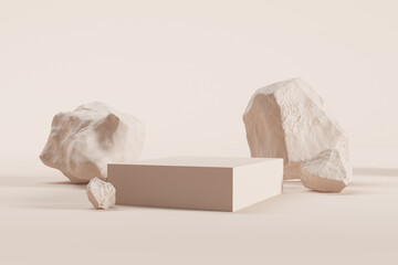 minimal 3d rendering podium scene