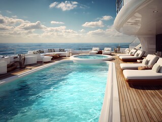 Extremely detailed and realistic high resolution 3D illustration of a luxury super yacht