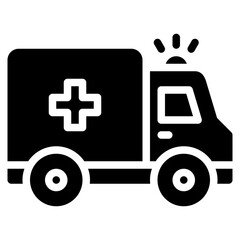 Ambulance Icon, Glyph style icon vector illustration, Suitable for website, mobile app, print, presentation, infographic and any other project.