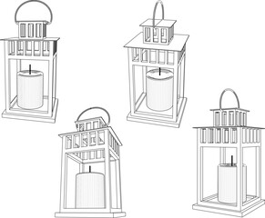vector sketch illustration design of classic vintage ethnic traditional candle lantern lamp