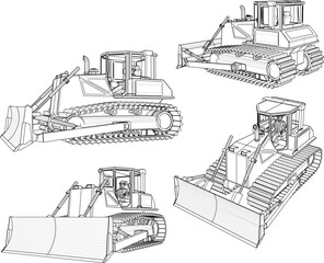 vector sketch illustration design of construction vehicle bulldozer heavy equipment for material  © jihan