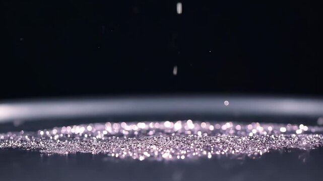 Flowing Liquid Creating Sparkling Droplets on a Dark Surface