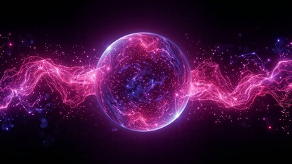 Obraz premium Radiant plasma sphere with futuristic neon energy