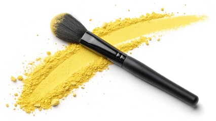 Vibrant Pop: Makeup Brush and Yellow Pigment