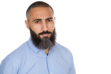 Obraz premium man with serious expression isolated on white background