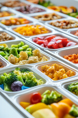 Appetizing School Lunch Trays White Background