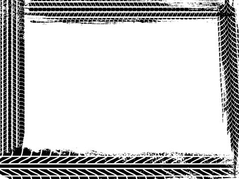 Grunge Tire Track Rectangle Frame Border Background