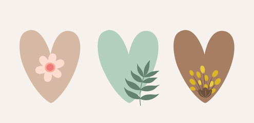 A set of cute hearts. Decor elements. Vector.
