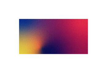 Abstract grainy gradient background in blue, yellow, red and purple colors. Modern colorful texture with noise effect.