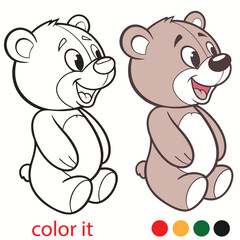 Obraz premium Cute Teddy Bear Plush Toy Coloring Page – Whimsical Cartoon Bear Character in Bold Line Art for Kids Activity Book and Printable Pages