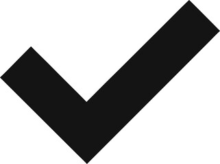 A black checkmark icon, symbol of yes or correct choice, is on a black background, perfect for web and business design