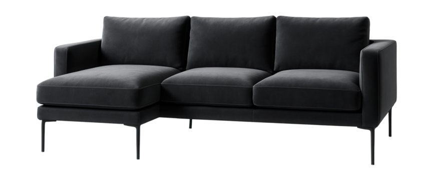 Three-piece sectional sofa for a spacious living room in a residential setting to accommodate guests comfortably