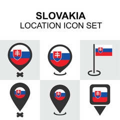 Clean and bold location markers based on Slovakia’s flag and symbols.