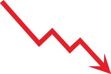 Red arrow pointing up on a financial graph signifying market growth and business success