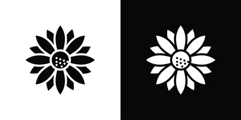 Sunflower icon illustration doodle. Flat illustration vector set