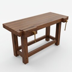 Fototapeta premium Modern Wooden Workbench with Adjustable Clamps and Natural Finish