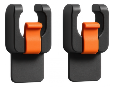 Wall-mounted cable clips with a locking mechanism to secure Ethernet cables in a home network setup.