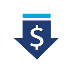 Business and commerce UI elements for web, app, banner, and print design. Blue financial and shopping icons with dollar signs, price tags, discounts, charts, invoices, and calculators.