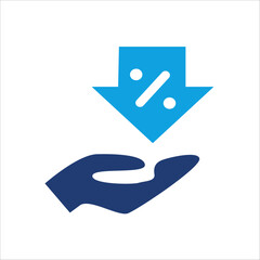 Business and commerce UI elements for web, app, banner, and print design. Blue financial and shopping icons with dollar signs, price tags, discounts, charts, invoices, and calculators.