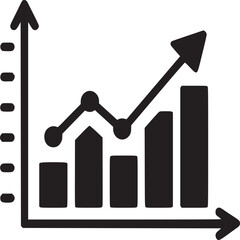 Growth chart vector icon for business analysis financial data and market trend report presentation design on transparent background