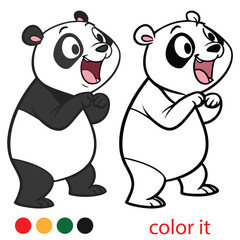 Adorable Panda Coloring Page – Cute Cartoon Character with Happy Expression and Simple Bold Line Art for Kids Printable Activity Book