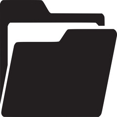 Folder icon file management system document storage organization data directory black and white vector on transparent background